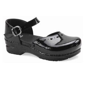 Dansko Black Jamie Patent Leather Heart Mary Jane Clogs Shoes Kids 31 US 13.5-1